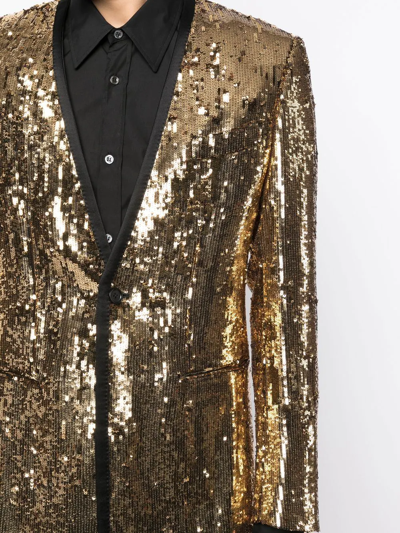 Shop Dolce & Gabbana Sicilia-fit Embellished Single-breasted Blazer In Gold