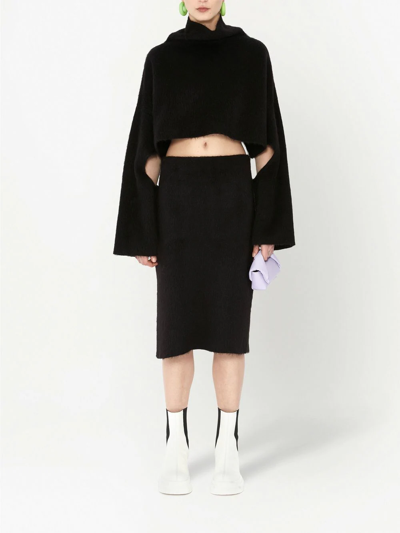 Jw Anderson Slit-detail Knitted Pencil Skirt In Black