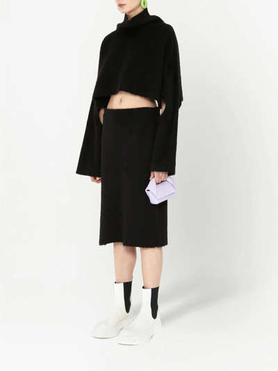 Jw Anderson Slit-detail Knitted Pencil Skirt In Black