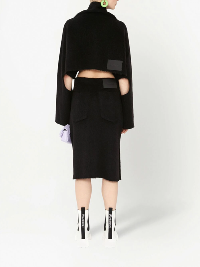 Jw Anderson Slit-detail Knitted Pencil Skirt In Black