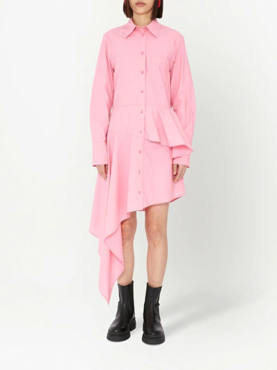 Shop Jw Anderson Asymmetric Peplum Shirt Dress In Rosa