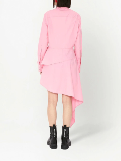 Jw Anderson Asymmetric Poplin Peplum Shirtdress In Rosa