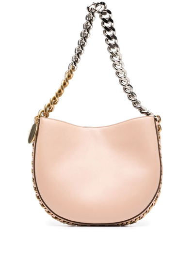 Shop Stella Mccartney Medium Frayme Shoulder Bag In Nude