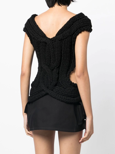 Shop Dion Lee Chunky-knit Cut-out Vest In Schwarz
