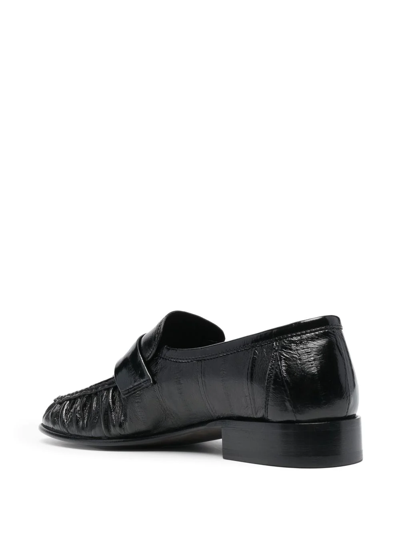 Shop The Row Ruched-detail Leather Loafers In Black