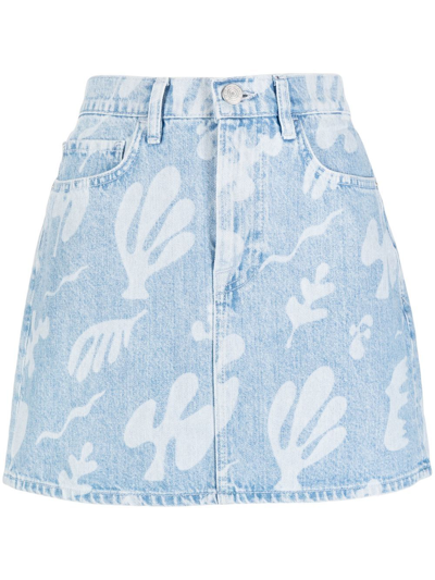 Shop Frame Le Mini Denim Skirt In Blau