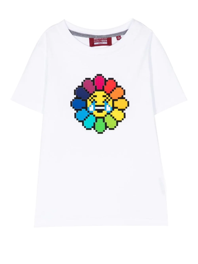 Shop Mostly Heard Rarely Seen 8-bit Laughing Flower Print T-shirt In Weiss