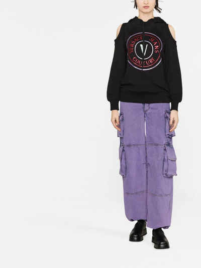 Versace Jeans Couture Logo-print Cotton Hoodie In Schwarz