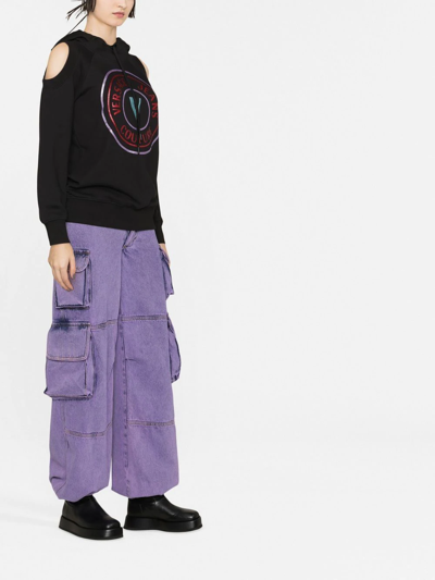 Versace Jeans Couture Logo-print Cotton Hoodie In Schwarz