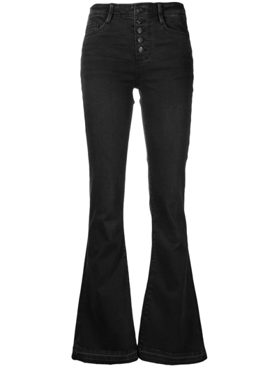 Shop Paige High-rise Flared Jeans In Schwarz