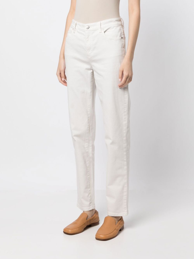 Shop Eileen Fisher High-waist Straight-leg Jeans In Weiss