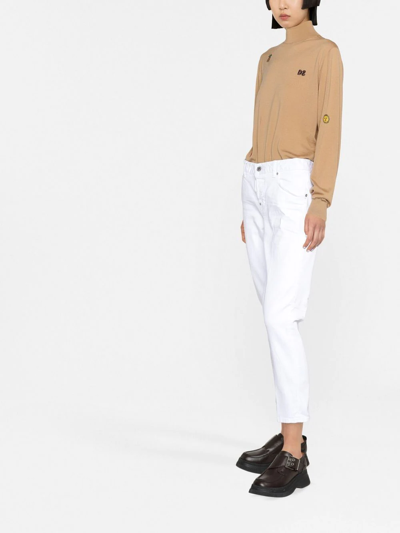 Dsquared2 Logo-embroidered Roll Neck Jumper In Brown
