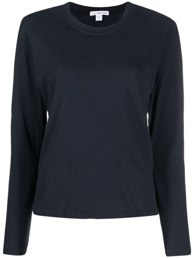 Shop James Perse Long-sleeve Round-neckt-shirt In Blue