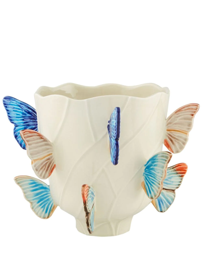 Shop Bordallo Pinheiro 'cloudy Butterflies' Vase In Neutrals
