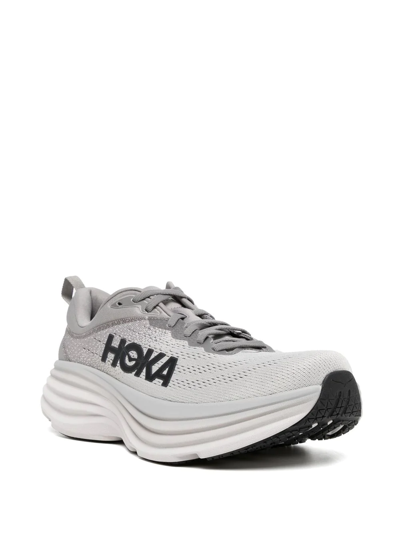 Shop Hoka One One Appliqué-logo Low-top Sneakers In Grey