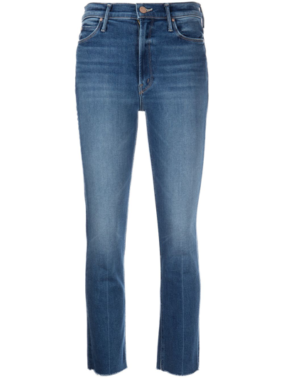 Shop Mother Dazzler Mid-rise Cropped Jeans In Blau
