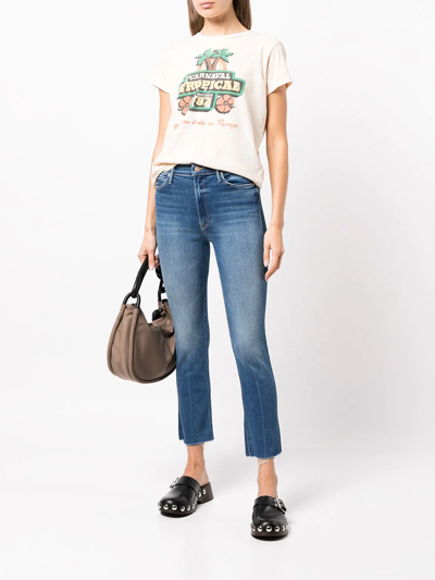 Shop Mother Dazzler Mid-rise Cropped Jeans In Blau
