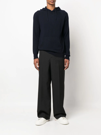Emporio Armani Logo-embroidered Hoodie In Blau