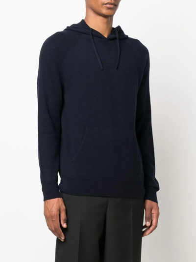 Emporio Armani Logo-embroidered Hoodie In Blau