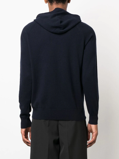 Emporio Armani Logo-embroidered Hoodie In Blau