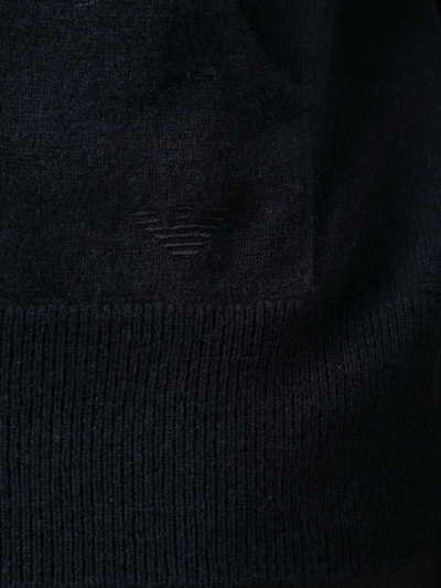 Emporio Armani Logo-embroidered Hoodie In Blau