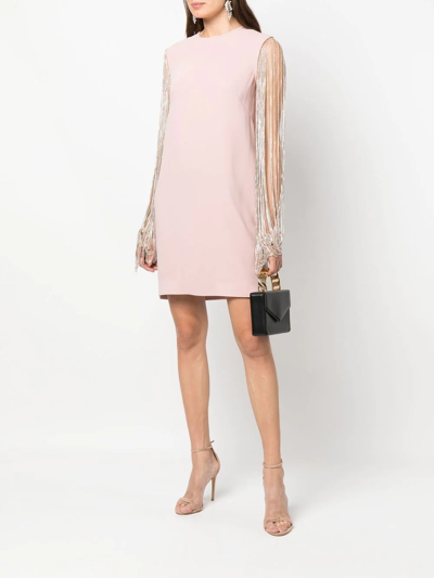 Shop Costarellos Valencia Crystal-embellished Shift Dress In Rosa