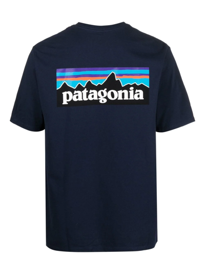 Shop Patagonia Logo Print T-shirt In Blau