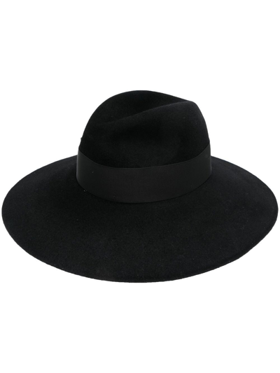 Shop Borsalino Ribbon-trim Fedora Hat In Schwarz