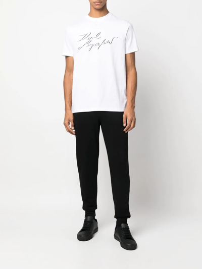 Shop Karl Lagerfeld Cotton Logo-patch Track-pants In Schwarz