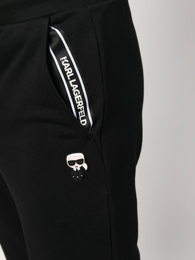 Shop Karl Lagerfeld Cotton Logo-patch Track-pants In Schwarz