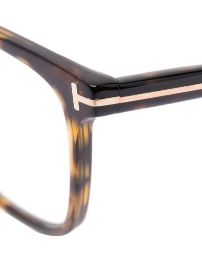 Shop Tom Ford Tortoiseshell-effect Square-frame Glasses In Braun