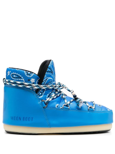 Shop Alanui X Moon Boot Bandana-print Boots In Blau
