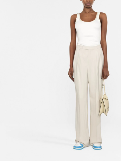 Shop Axel Arigato Jackie Pleated Straight Trousers In Neutrals