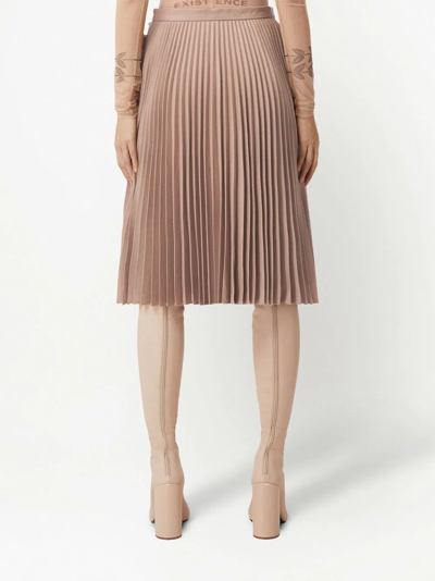 Burberry Wool Gabardine Kilt Skirt In Nude