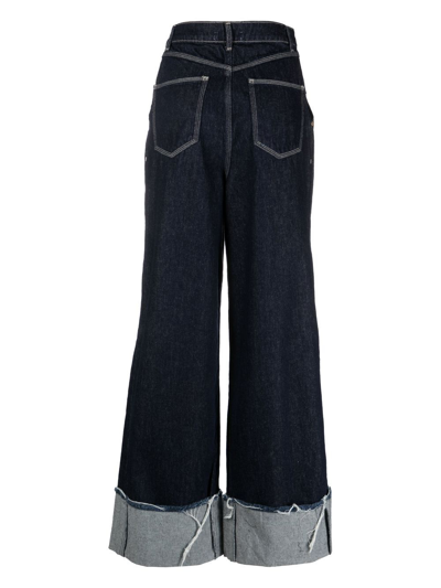 Shop Essentiel Antwerp Canadian Wide-leg Raw-cuff Jeans In Blau