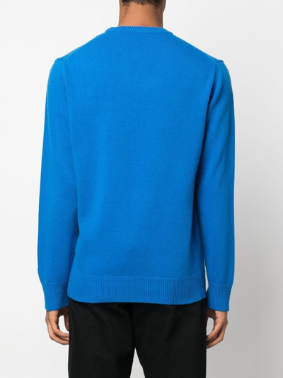 Shop Mc2 Saint Barth Intarsia-knit Crew Neck Sweater In Blau