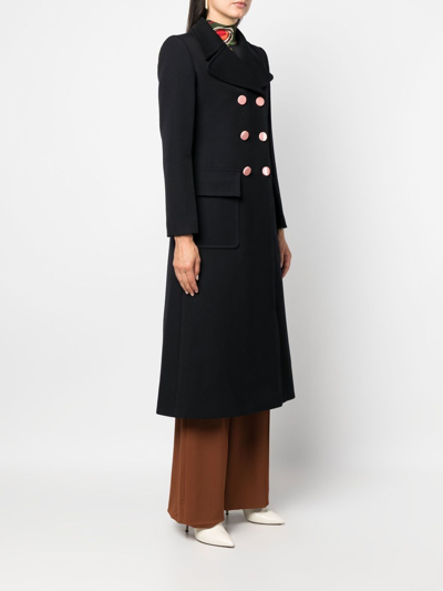 Shop Colville Double-breasted Flared Coat In Blau