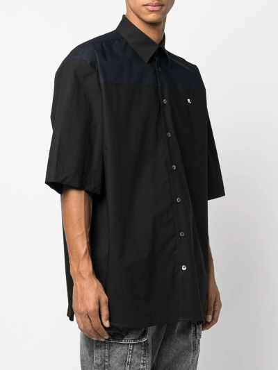 Shop Raf Simons Ghost Slogan Print Bowling Shirt In Schwarz