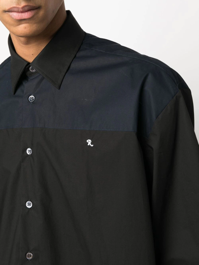 Shop Raf Simons Ghost Slogan Print Bowling Shirt In Schwarz