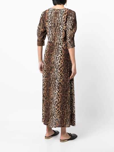 Rixo London Rixo All-over Leopard Printed Midi Dress In Braun