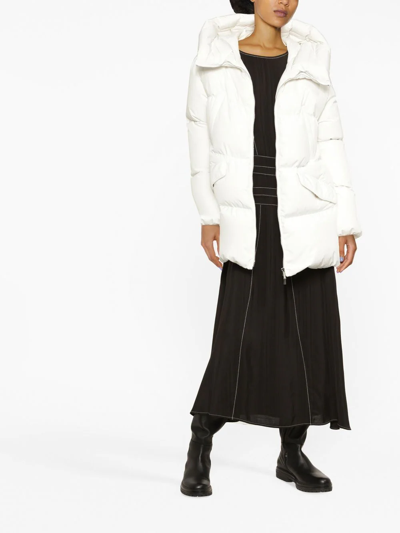 Moorer Hooded Quilted Padded Coat In Weiss