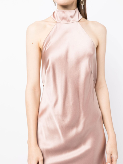 Shop Michelle Mason Backless Halter-neck Gown In Rosa