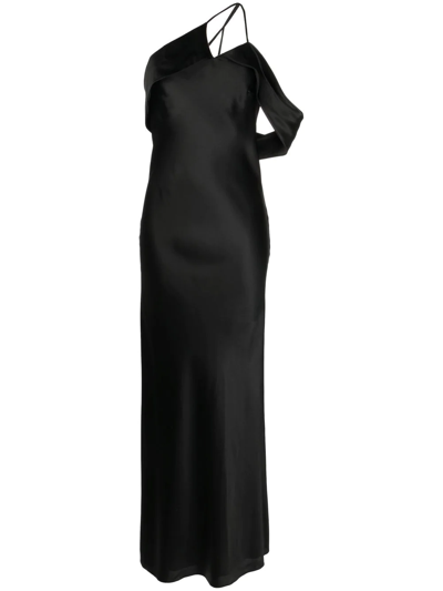 Shop Michelle Mason Bias-cut One-shoulder Gown In Schwarz