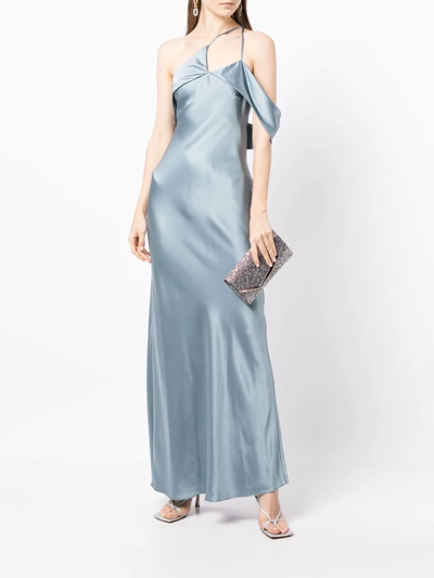 Michelle Mason Bias-cut One-shoulder Gown In Grau