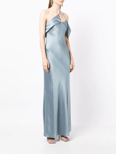 Michelle Mason Bias-cut One-shoulder Gown In Grau