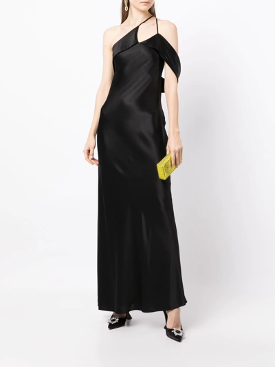 Michelle Mason Bias-cut One-shoulder Gown In Schwarz