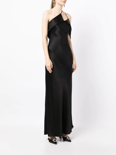 Michelle Mason Bias-cut One-shoulder Gown In Schwarz