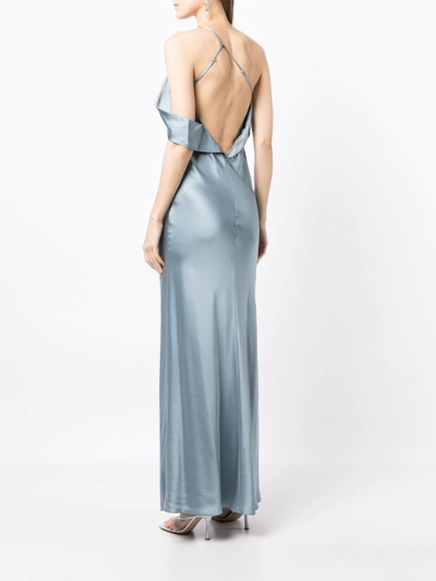 Michelle Mason Bias-cut One-shoulder Gown In Grau