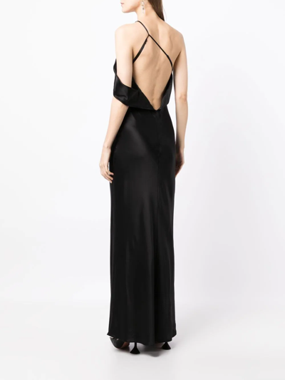 Michelle Mason Bias-cut One-shoulder Gown In Schwarz