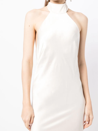 Michelle Mason Backless Halter-neck Tie Gown In Weiss